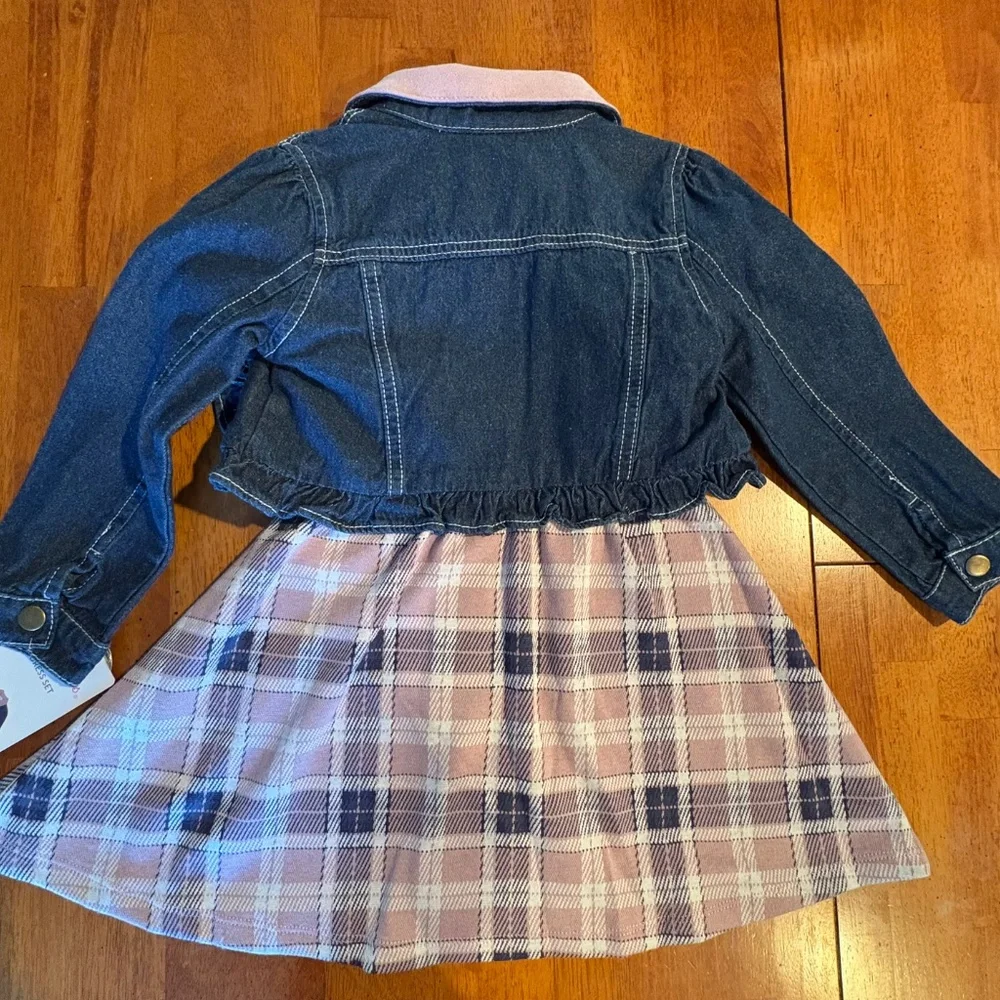 Crop Jean Jacket and Dress 2 Piece Set Casual Cowgirl Toddler 4T NEW - Picture 5 of 11